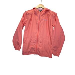Columbia Rain Jacket Girls Youth Large 14 Salmon Orange Full Zip Hooded